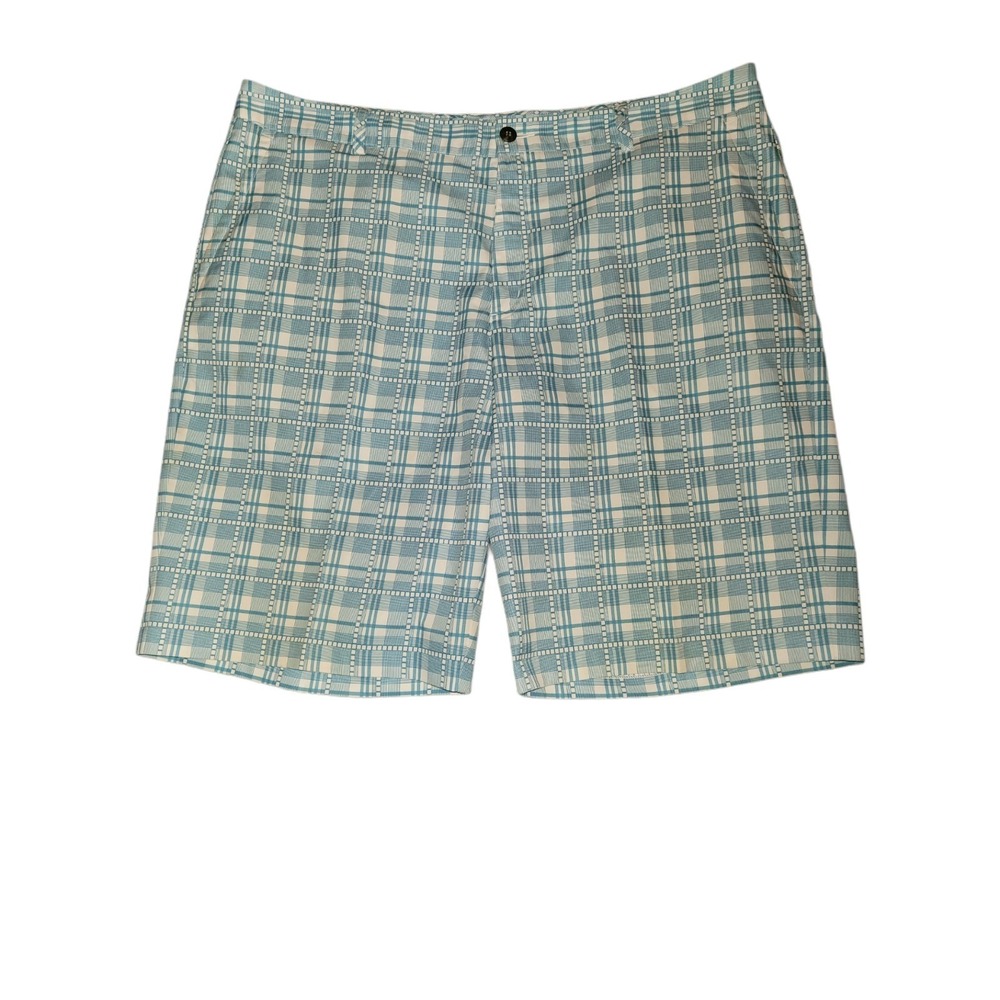 Adidas Climalite Golf Shorts Mens Sz 40 Plaid Grey Blue Athleisure Everyday Tall